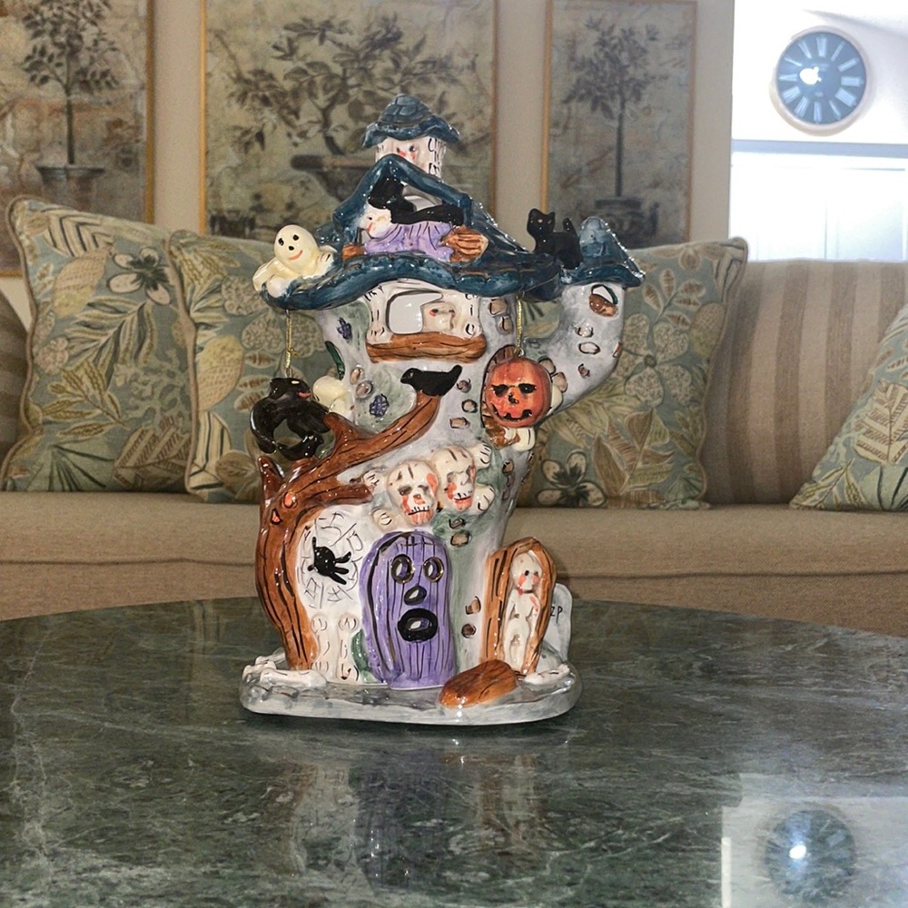 The Lights of Cobblestone Village Halloween Ceramic Candle Holder by Popular